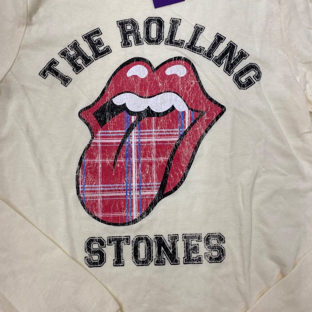 The Rolling Stones Women's Long Sleeve Graphic T-Shirt 72 Plaid Tongue Logo Tee - Picture 5 of 12